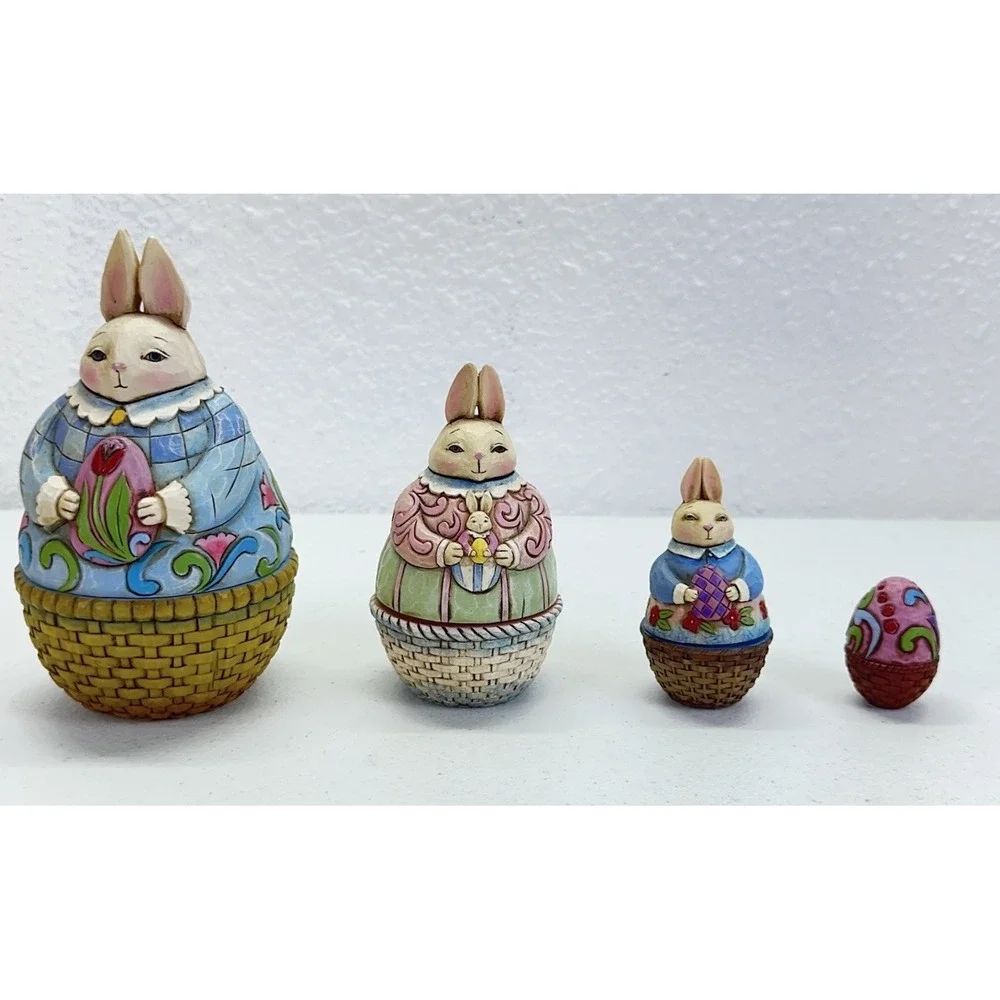 Jim Shore Heartwood Creek Bunny Rabbits NESTING BOXES Set of 4 Figurines 4012460